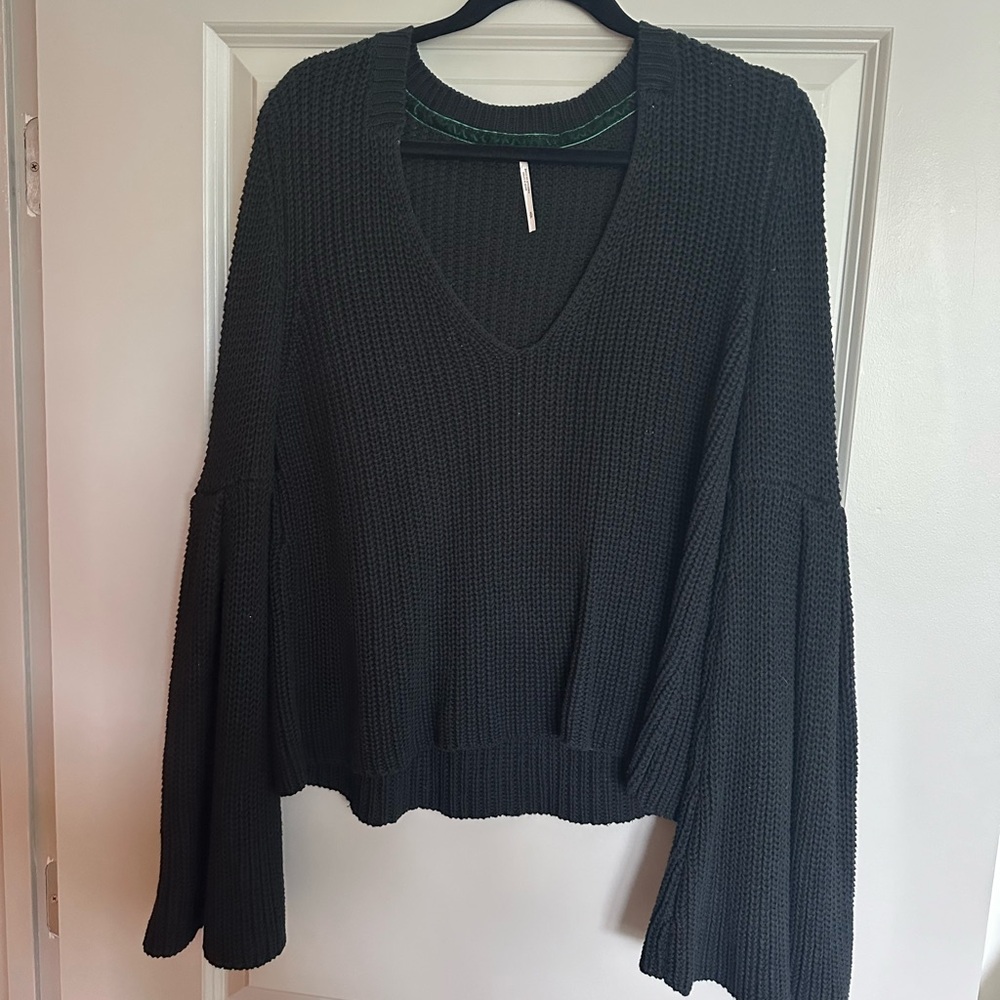 black free people v-neck sweater